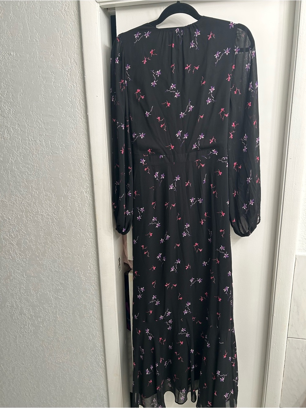 Banana Republic Black Midi Dress with Pink and Purple Floral Print